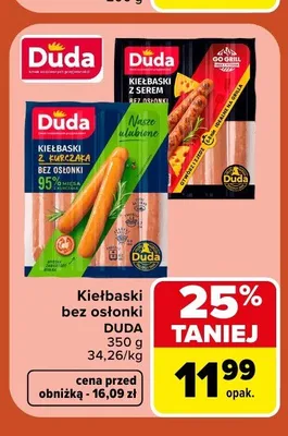 Kiełbaski z kurczaka bez osłonki Duda promocja w Carrefour Market
