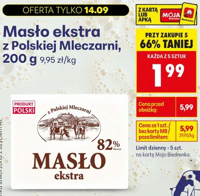 Masło ekstra z Polskiej Mleczarni promocja w Biedronka