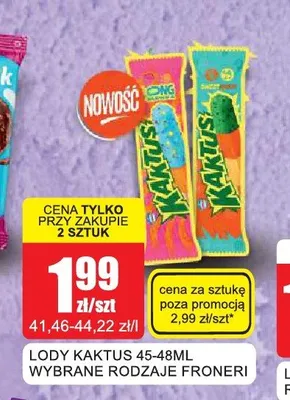 Lody Kaktus Froneri promocja w Bingo