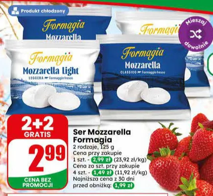 Ser mozzarella formaggia 2 rodzaje promocja w Dino