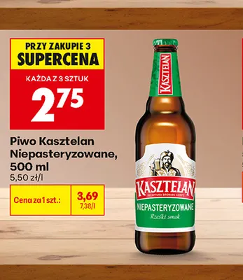 Piwo Kasztelan Niepasteryzowane promocja w Biedronka