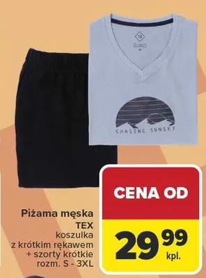 Piżama męska TEX koszulka z krótkim rękawem + szorty krótkie promocja w Carrefour