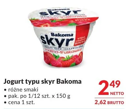 Jogurt typu skyr Bakoma promocja w Makro