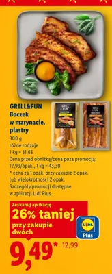 Boczek w marynacie pikantny plastry Grill & Fun promocja w Lidl