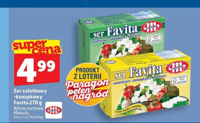 Ser sałatkowo-kanapkowy Favita Mlekovita promocja w TOPAZ