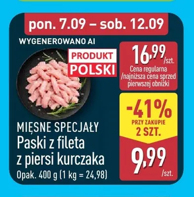 Paski z fileta z piersi kurczaka Mięsne Specjały promocja w Aldi
