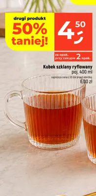 Kubek szklany ryflowany 400 ml promocja w Dealz
