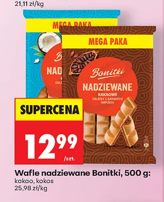 Wafle nadziewane Bonitki kakao promocja w Biedronka