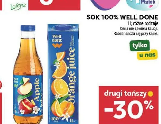 Sok Well Done 100% promocja w Stokrotka