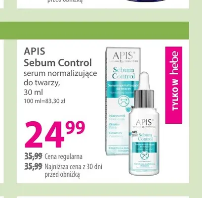 Sebum Control serum normalizujące do twarzy Apis promocja w Hebe