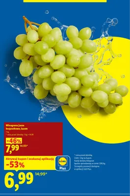 Winogrona jasne bezpestkowe luzem promocja w Lidl