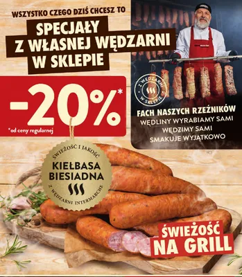 Kiełbasa Biesiadna z wędzarni promocja w Intermarche