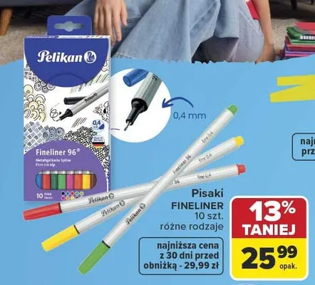 Pisaki cienkopisy Pelikan Fineliner promocja w Carrefour