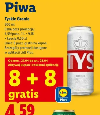 Piwo Tyskie Gronie promocja w Lidl