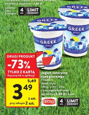 Jogurt naturalny typu greckiego Temar Greek Style promocja w Intermarche