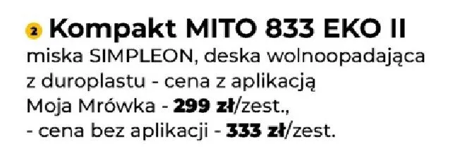 Kompakt MITO 833 EKO II miska SIMPLEON deska wolnoopadająca z duroplastu promocja w PSB Mrówka