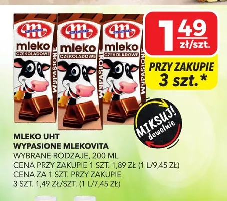 Mleko UHT czekoladowe Wypasione Mlekovita promocja w Top Market