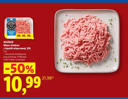 Mięso mielone z łopatki wieprzowej XXL Rzeźnik promocja w Lidl