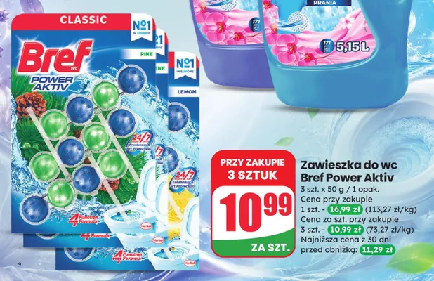 Zawieszka do wc Bref Power Aktiv Pine 3-pak promocja w Dino