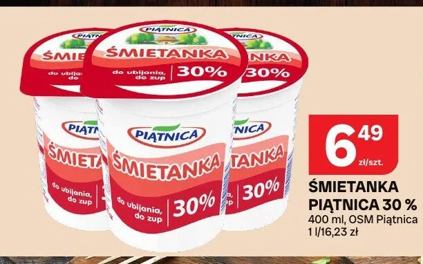 Śmietanka Piątnica 30% promocja w Chorten