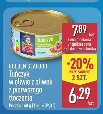 Tuńczyk w oliwie z oliwek z pierwszego tłoczenia Golden Seafood promocja w Aldi