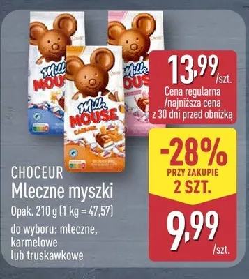 Mleczne myszki CHOCEUR truskawkowe promocja w Aldi