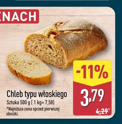 Chleb typu włoskiego promocja w Aldi