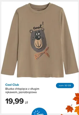 Bluzka chłopięca z długim rękawem jasnobrązowa Cool Club promocja w Smyk