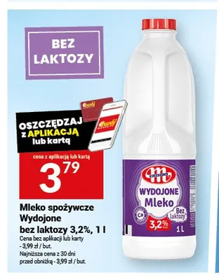 Mleko spożywcze Wydojone bez laktozy 3,2% promocja w Twój Market