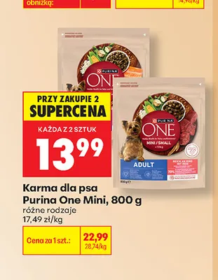 Karma dla psa Purina One Mini promocja w Biedronka