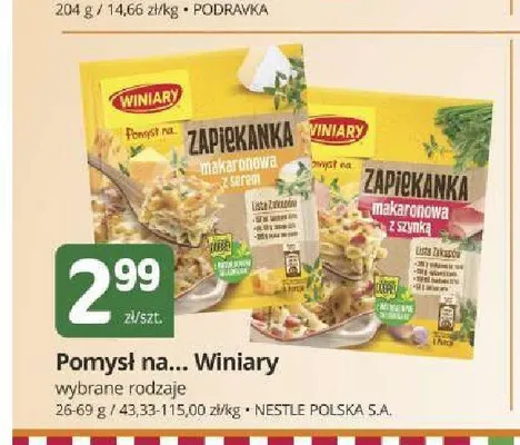 Pomysł na... Zapiekanka makaronowa z szynką Winiary promocja w Marketvita