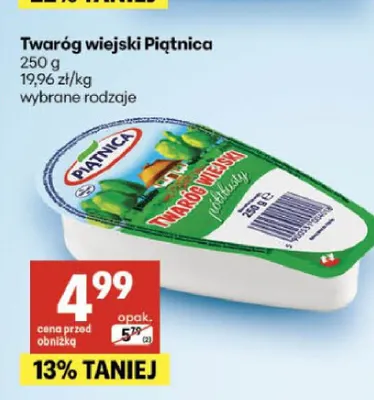 Twaróg wiejski Piątnica promocja w Delikatesy Centrum