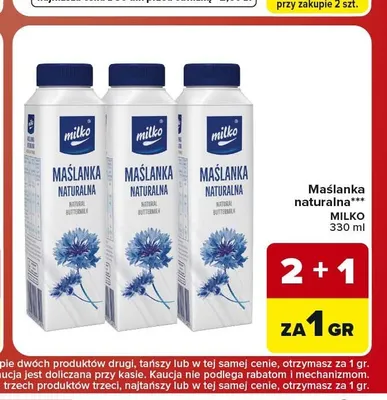 Maślanka naturalna Milko promocja w Carrefour Market