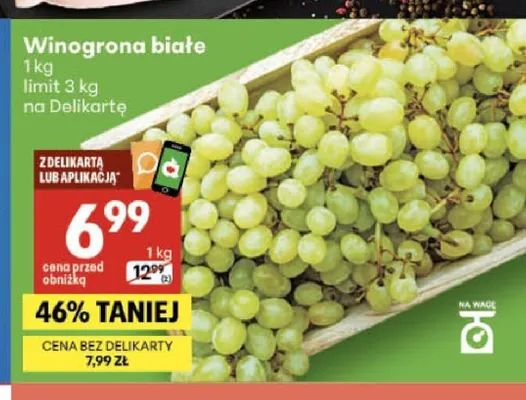 Winogrona białe promocja w Delikatesy Centrum
