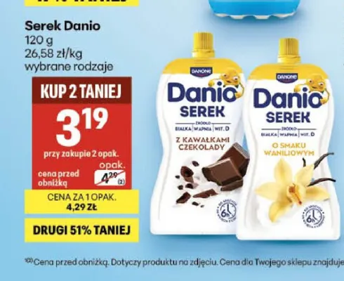 Serek Danio o smaku waniliowym promocja w Delikatesy Centrum