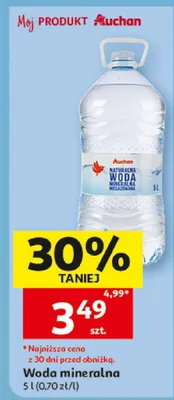 Woda mineralna niegazowana Auchan promocja w Auchan