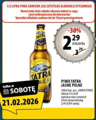 Piwo Tatra jasne pełne promocja w Arhelan