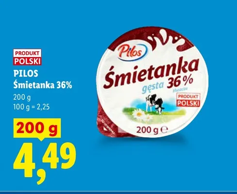 Śmietanka Pilos 36% promocja w Lidl