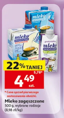 Mleko zagęszczone niesłodzone Gostyńskie promocja w Auchan