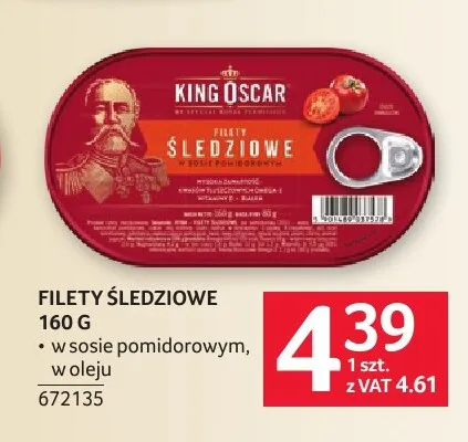Filety śledziowe w sosie pomidorowym King Oscar promocja w Selgros