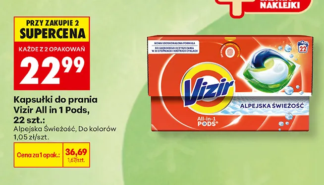 Kapsułki do prania Vizir All in 1 Pods do kolorów promocja w Biedronka