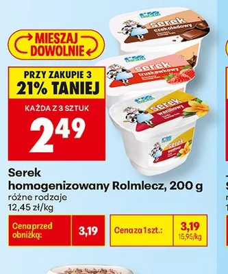 Serek homogenizowany truskawkowy Rolmlecz promocja w Biedronka