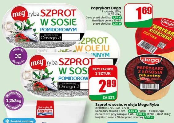Szprot w oleju roślinnym Mega Ryba promocja w Dino