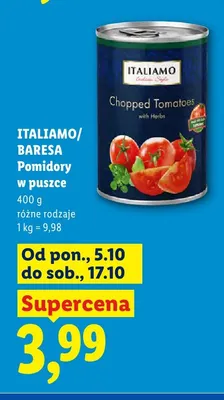 Pomidory w puszce Italiamo/Baresa promocja w Lidl
