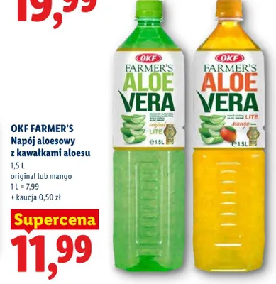Napój aloesowy z kawałkami aloesu mango OKF Farmer's promocja w Lidl