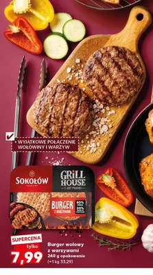 Burger wołowy z warzywami Sokołów Grill House promocja w Kaufland