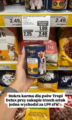 Mokra karma dla psa Tropi De Lux Junior kawałki z drobiem w sosie promocja w Dino
