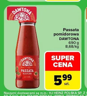 Passata pomidorowa Dawtona promocja w Carrefour Market
