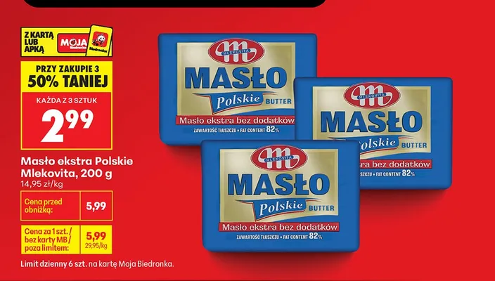 Masło ekstra Polskie Mlekovita promocja w Biedronka