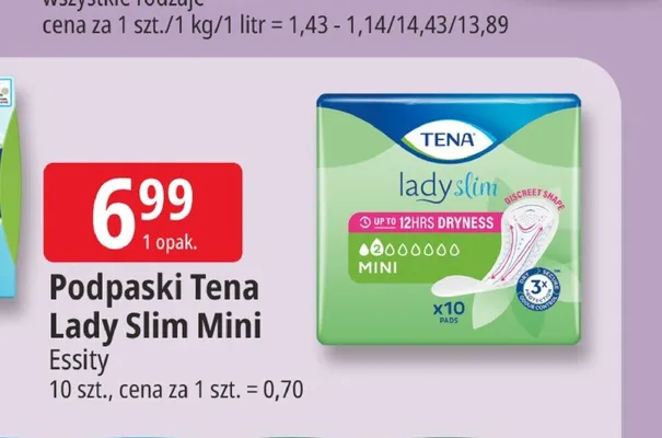 Podpaski Tena Lady Slim Mini promocja w Leclerc